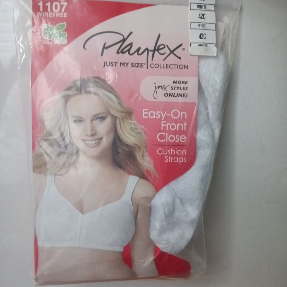 Playtex 18 hour Bra 42C White Front Close WireFree Cushion
